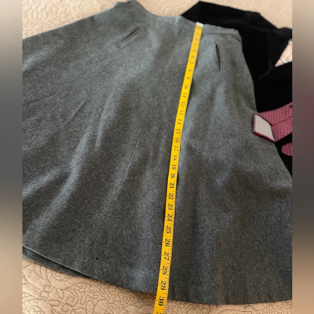VTG 50s 60s Handmade Gray Wool Full A-Line Skirt, Size S